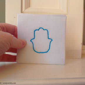 How to embroider the stem stitch & a little hamsa to practice on